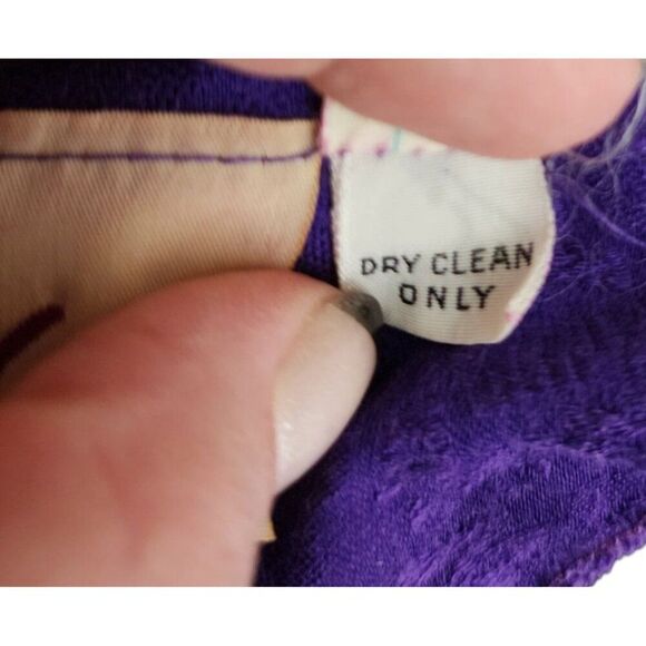 Vintage 80s Cap Sleeve Blouson Dress Womens Size 6 Royal Purple Paisley - Picture 7 of 7